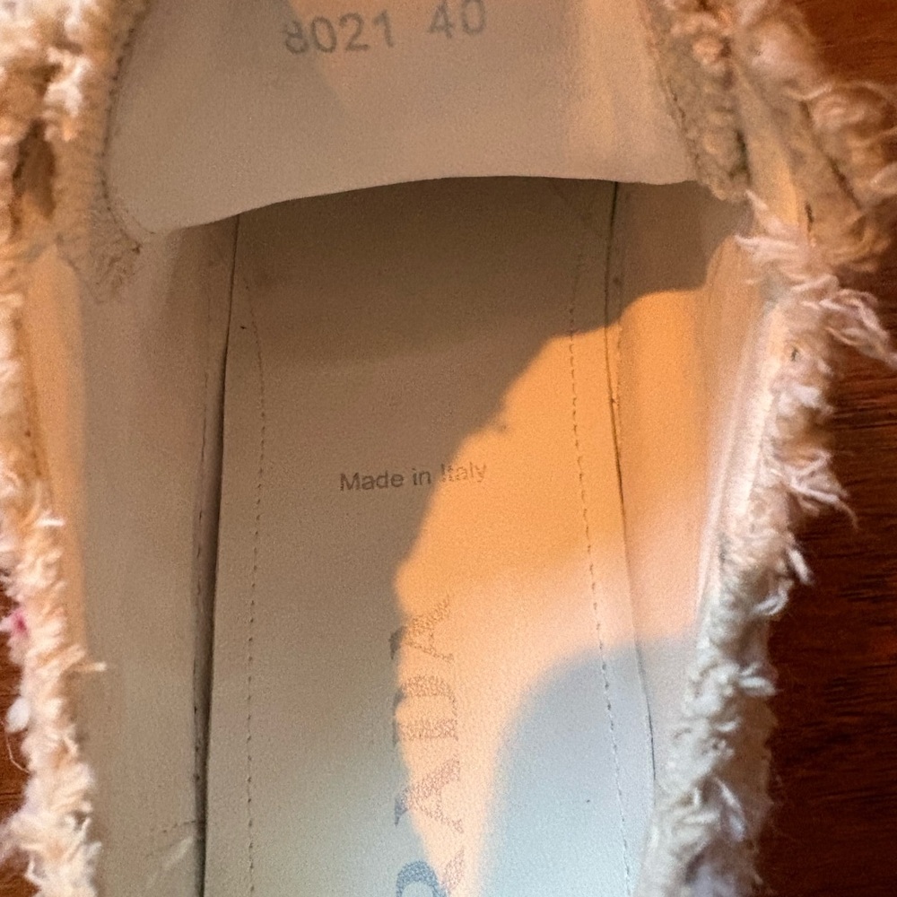 Prada Cream and Pink Tweed Lace-Up Sneakers with Subtle Multicolor Flecks - Picture 5 of 6